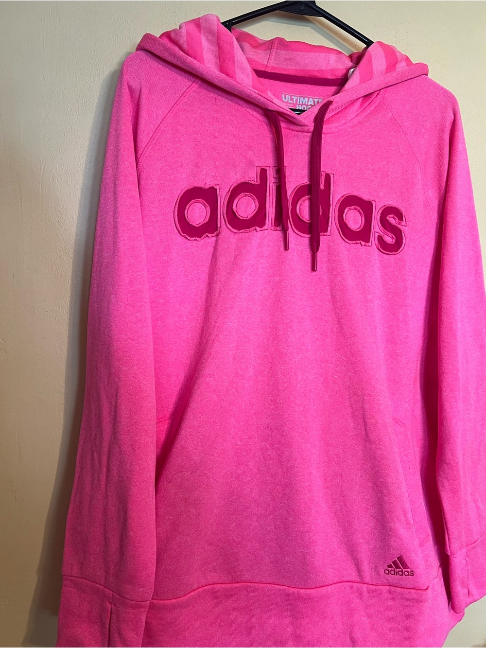 adidas Pink Pullover Hoodie with Logo